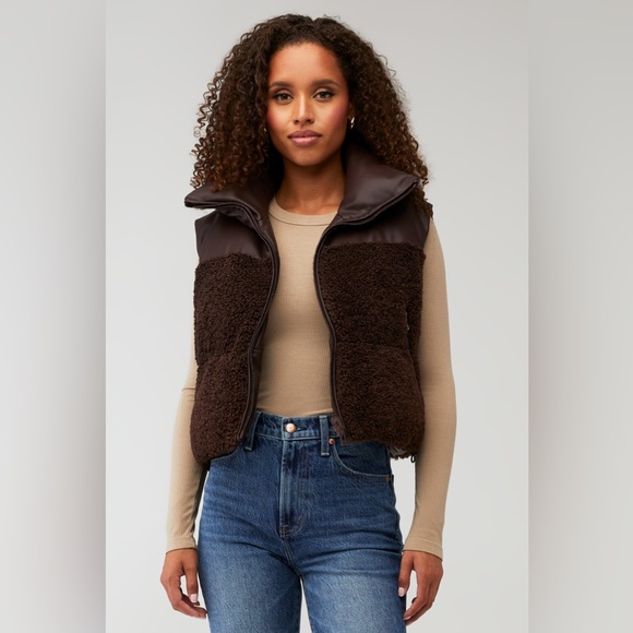 Lamarque Womens  Melicia Faux Leather Reversible Vest, Brown - Picture 2 of 9